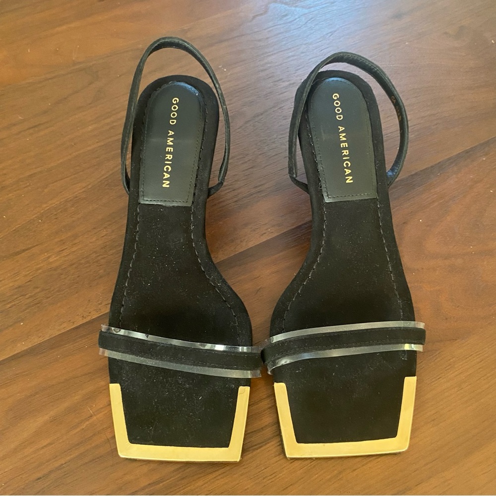 Good American Square Toe Velvet Heels